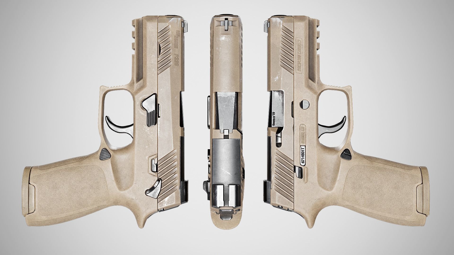 Sig Sauer P320 Low-poly 3D model_2