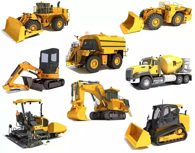 Heavy Construction Machinery 3D Model Collection