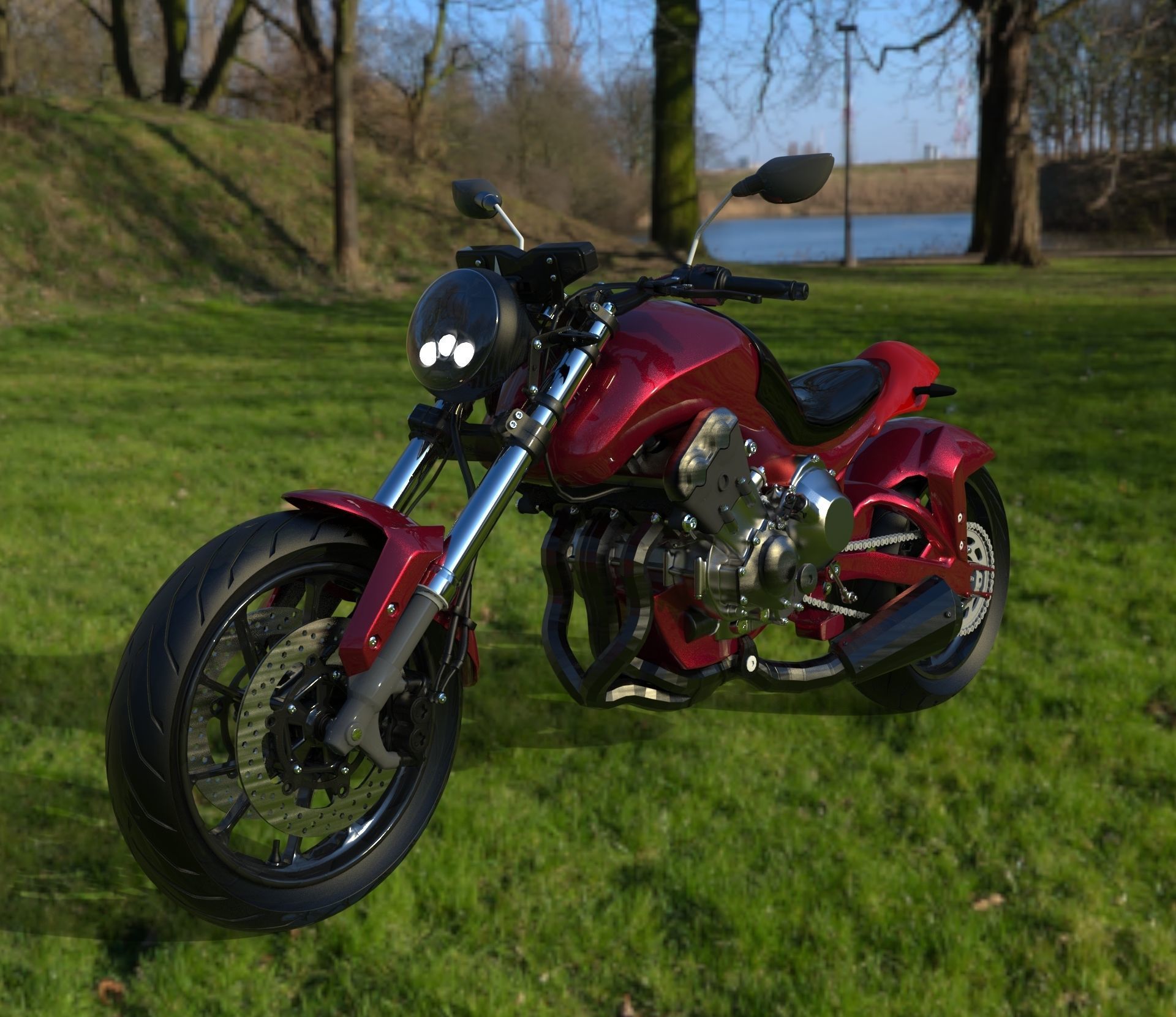 Custom Motorbike Concept Model 3D model_1