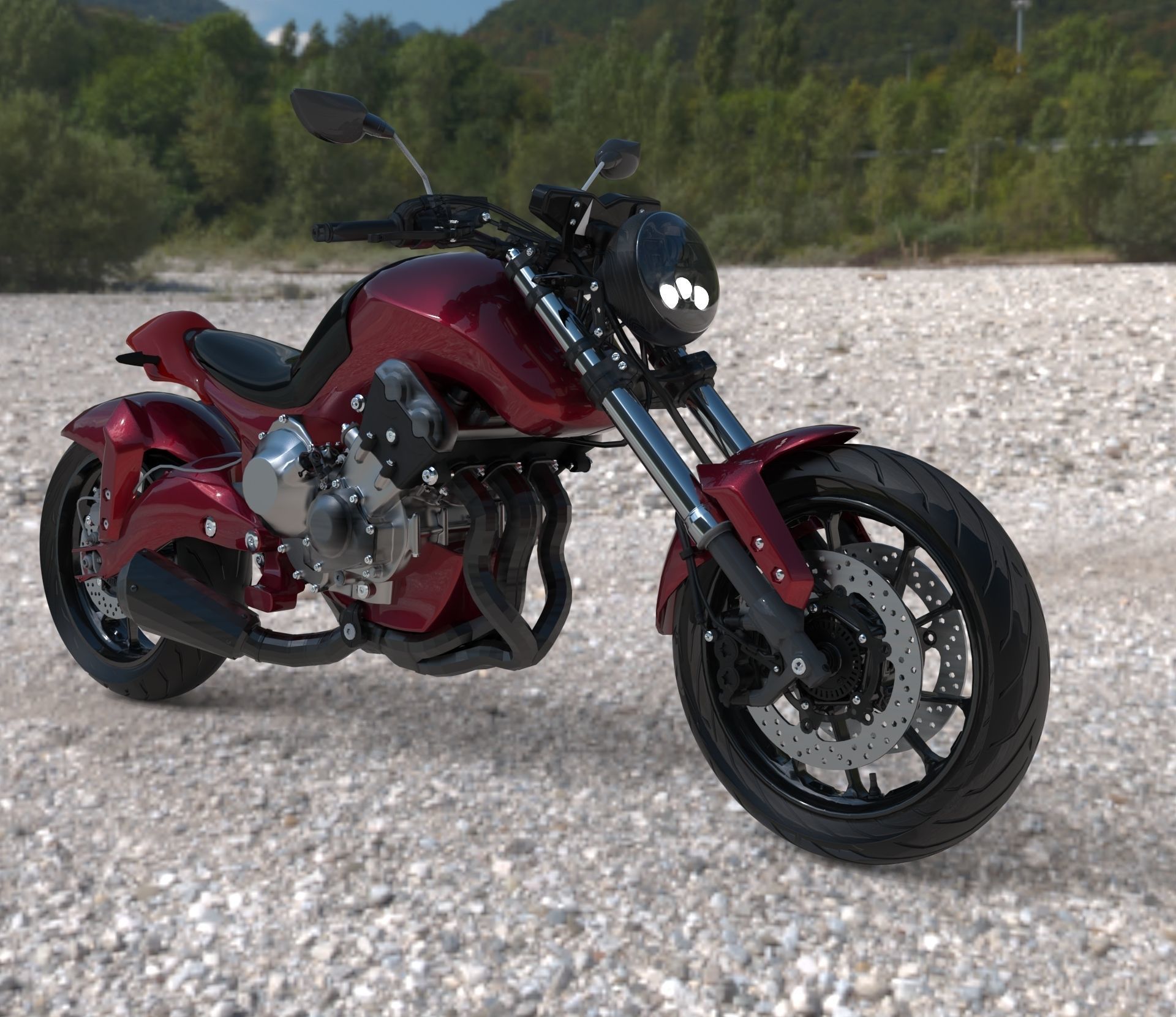 Custom Motorbike Concept Model 3D model_2