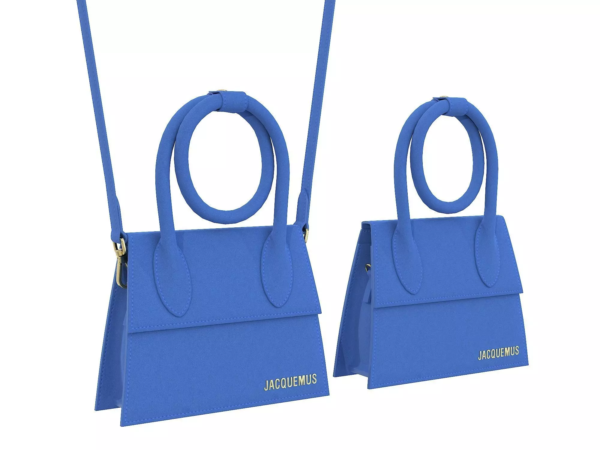 Jacquemus Le Chiquito Noeud Bag Suede Blue Low-poly 3D model