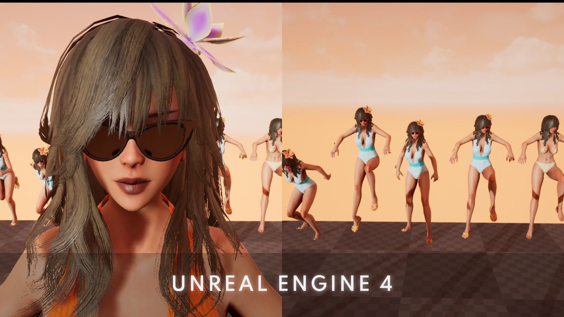 Summer Flower Beach Girl - Game Ready Low-poly 3D model_9