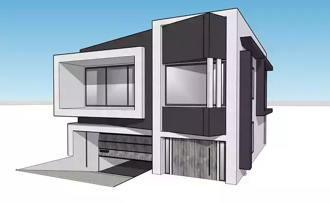 Architectural 3D model modern house