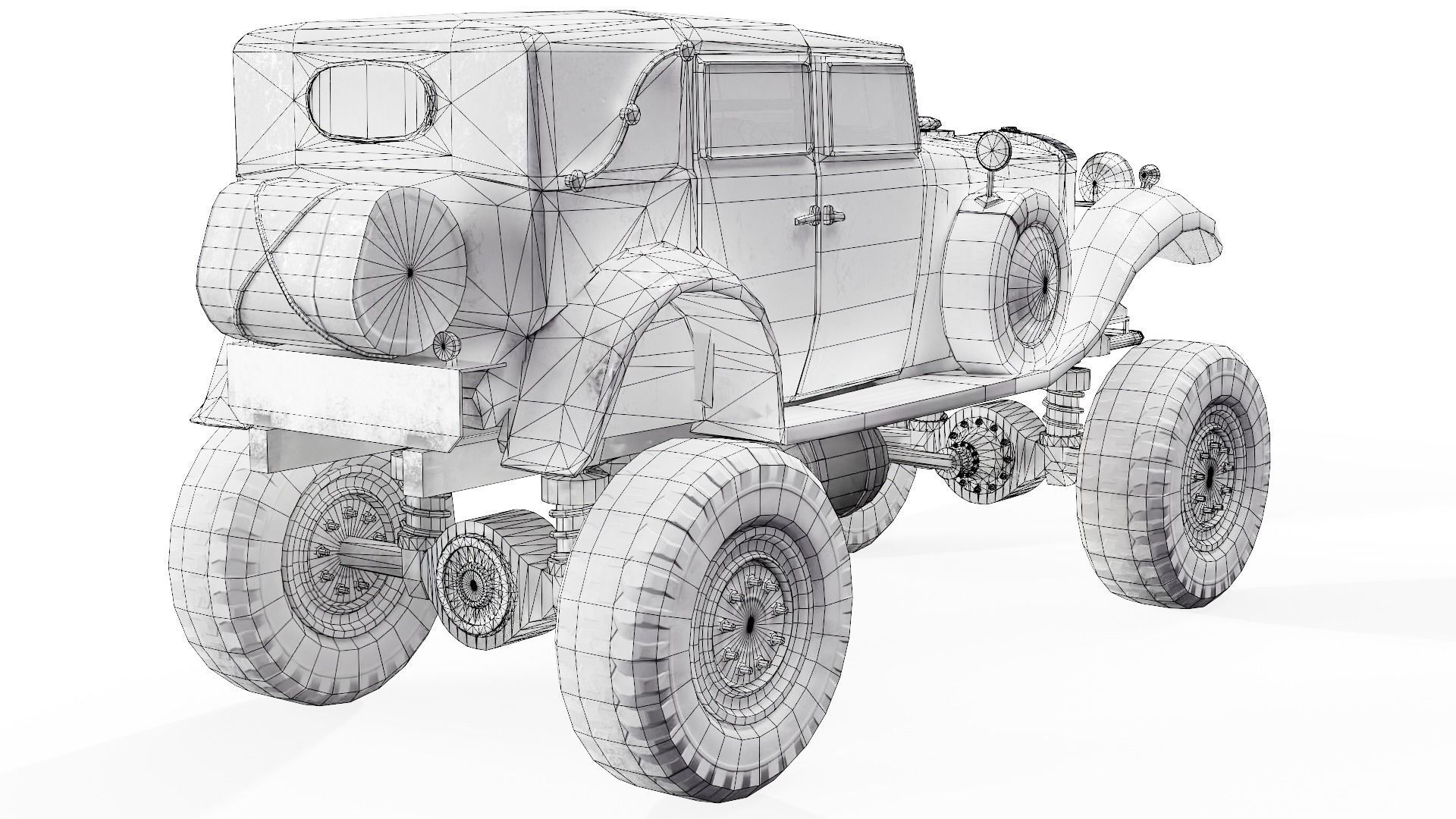 The BigBen huge post-apocalypse monster truck da1 Low-poly 3D model_12