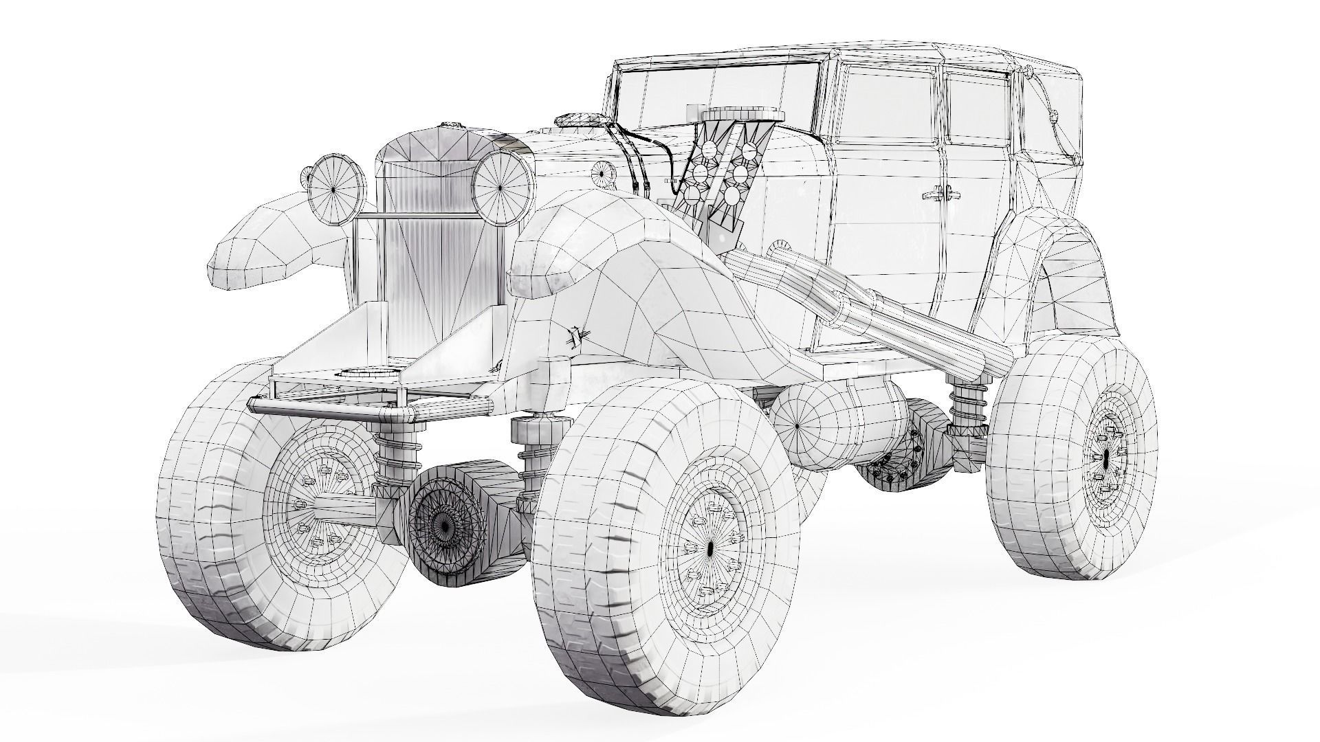 The BigBen huge post-apocalypse monster truck da1 Low-poly 3D model_11