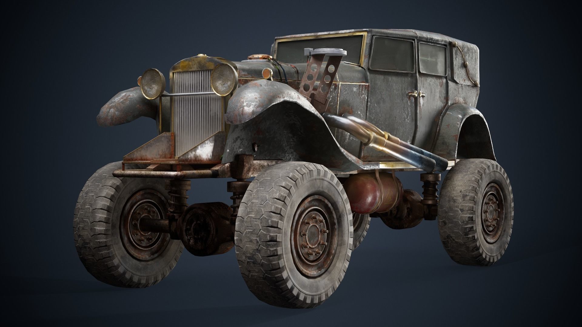 The BigBen huge post-apocalypse monster truck da1 Low-poly 3D model_2