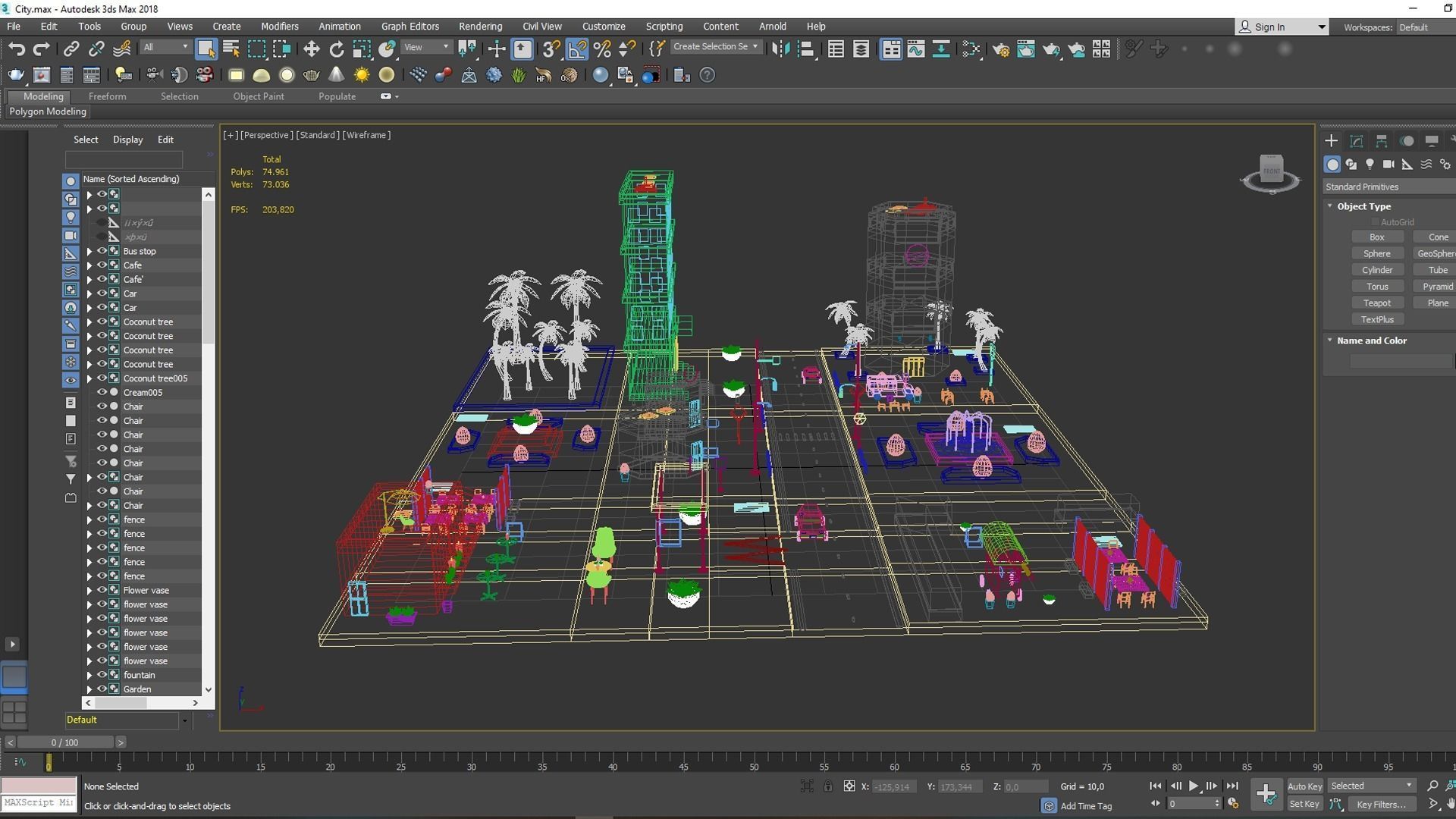 Cartoon City Restaurants And Coffee Low-poly 3D model_5