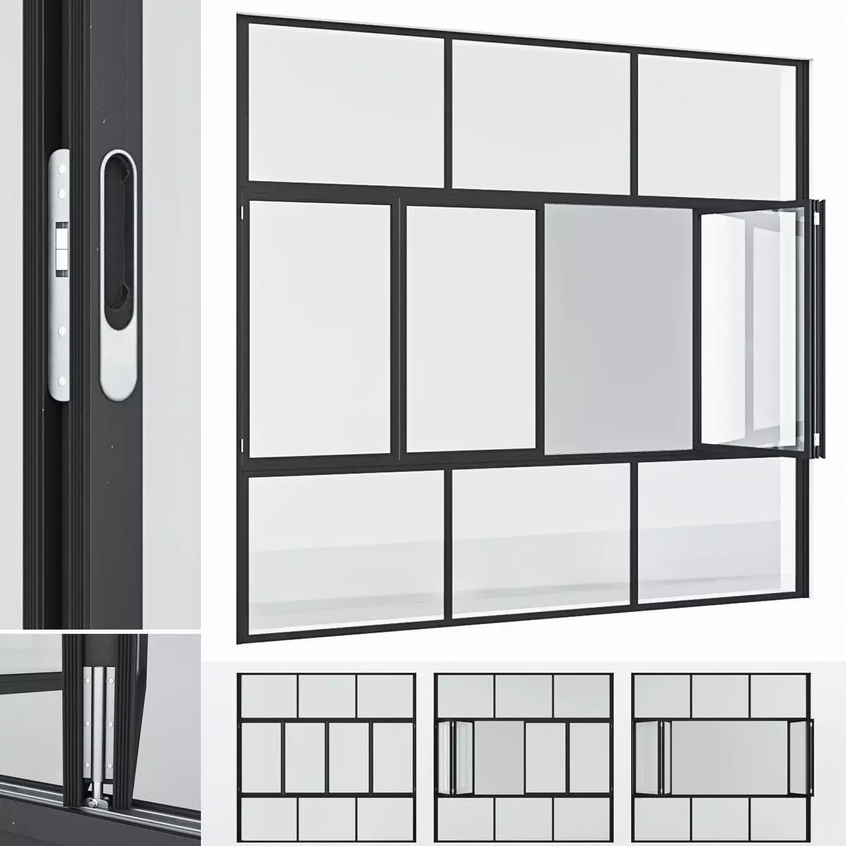 Aluminium window 16 3D model_0