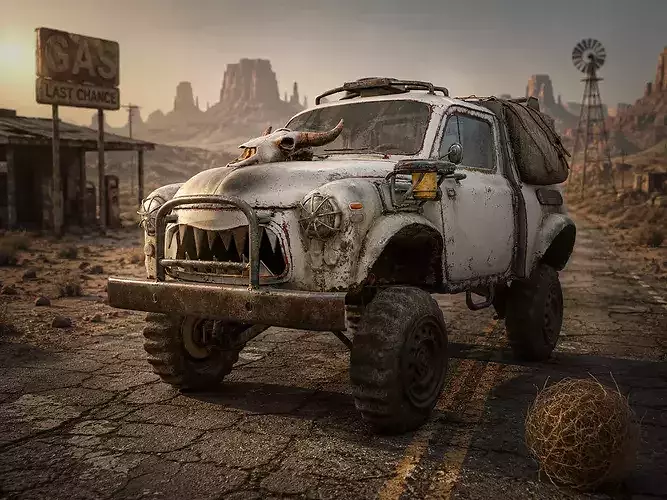 Retro vintage battle race suv car four-wheel drive lvl2 da1