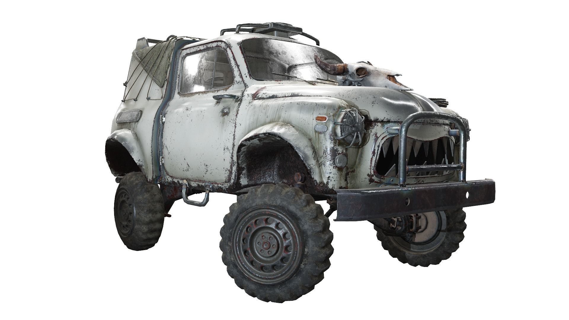 Retro vintage battle race suv car four-wheel drive lvl2 da1 Low-poly 3D model_1