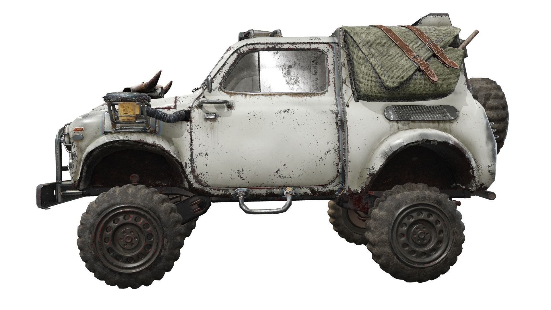 Retro vintage battle race suv car four-wheel drive lvl2 da1 Low-poly 3D model_6