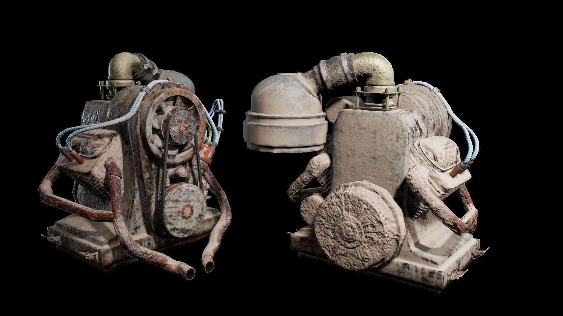 Retro vintage battle race suv car four-wheel drive lvl2 da1 Low-poly 3D model_4