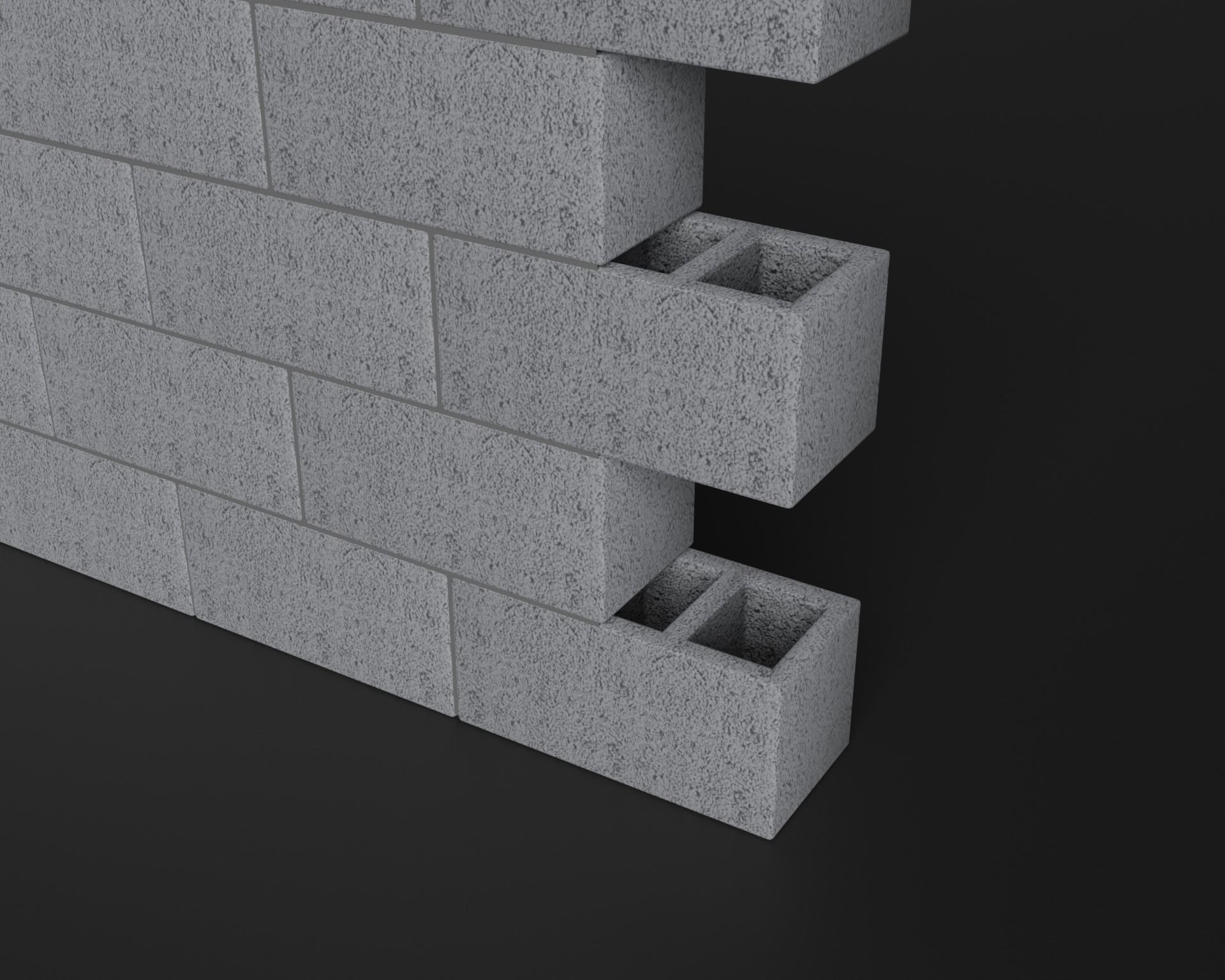 Cinder block Lowpoly pack of bricks blocks low-poly Free low-poly 3D model_4