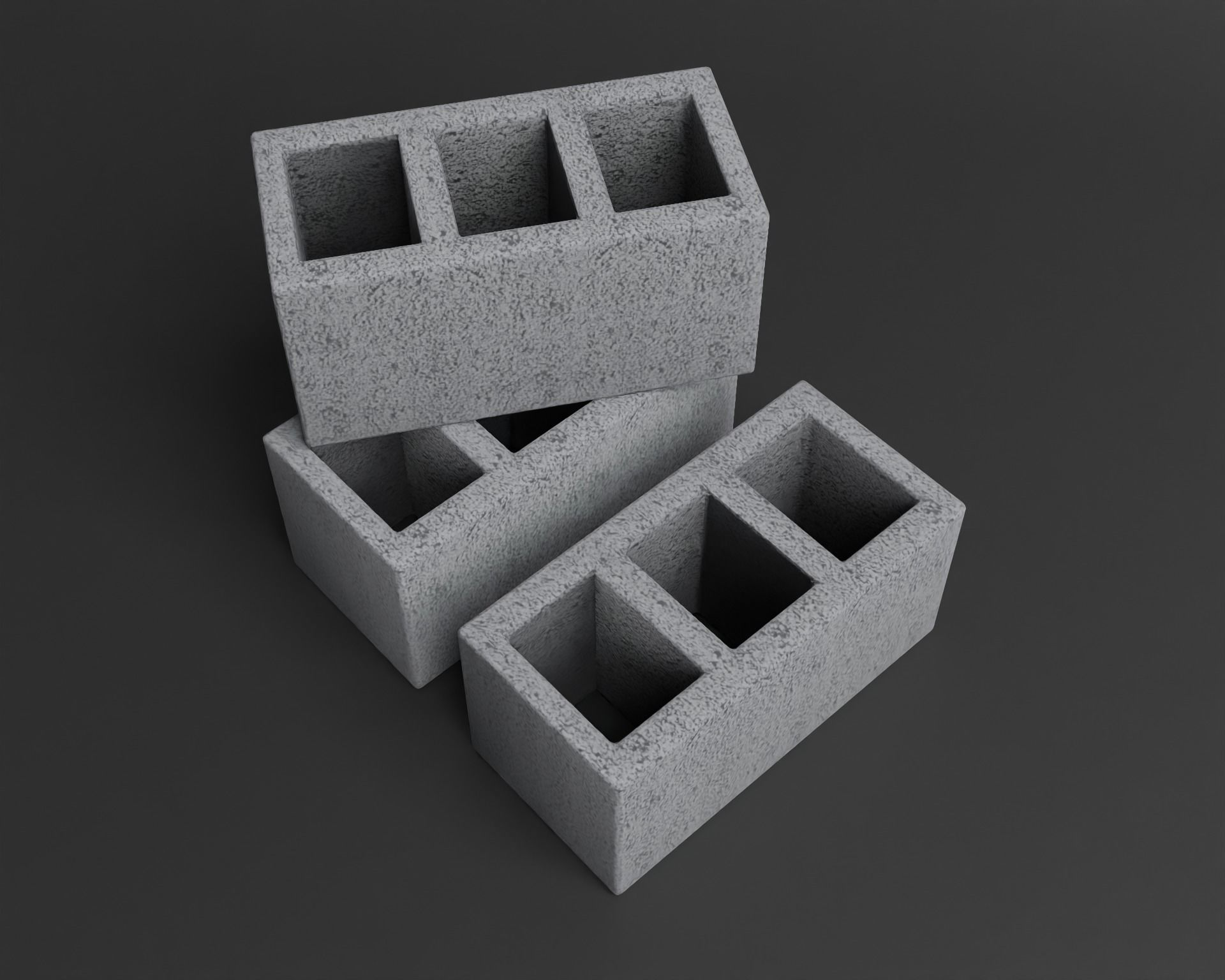 Cinder block Lowpoly pack of bricks blocks low-poly Free low-poly 3D model_3