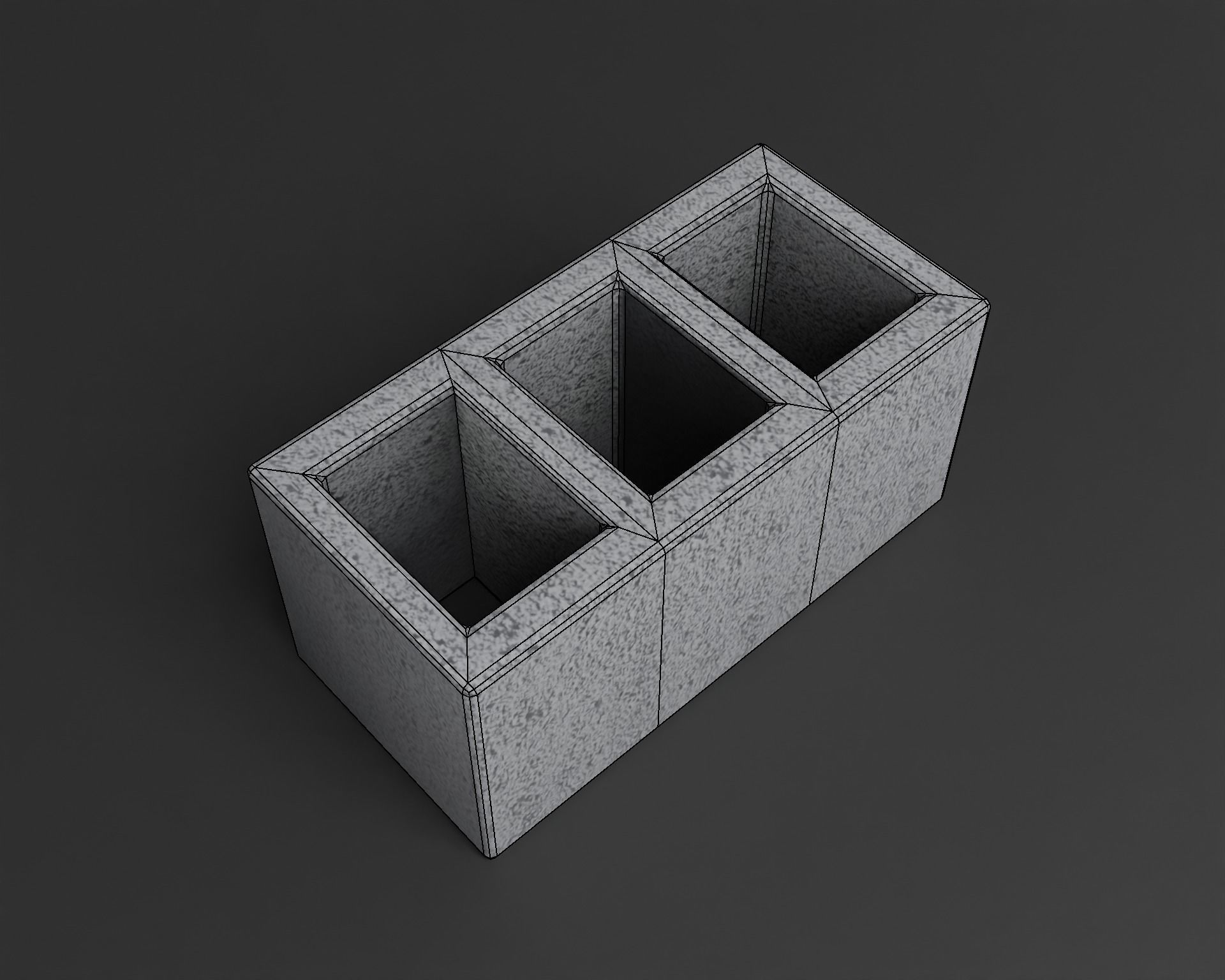 Cinder block Lowpoly pack of bricks blocks low-poly Free low-poly 3D model_2
