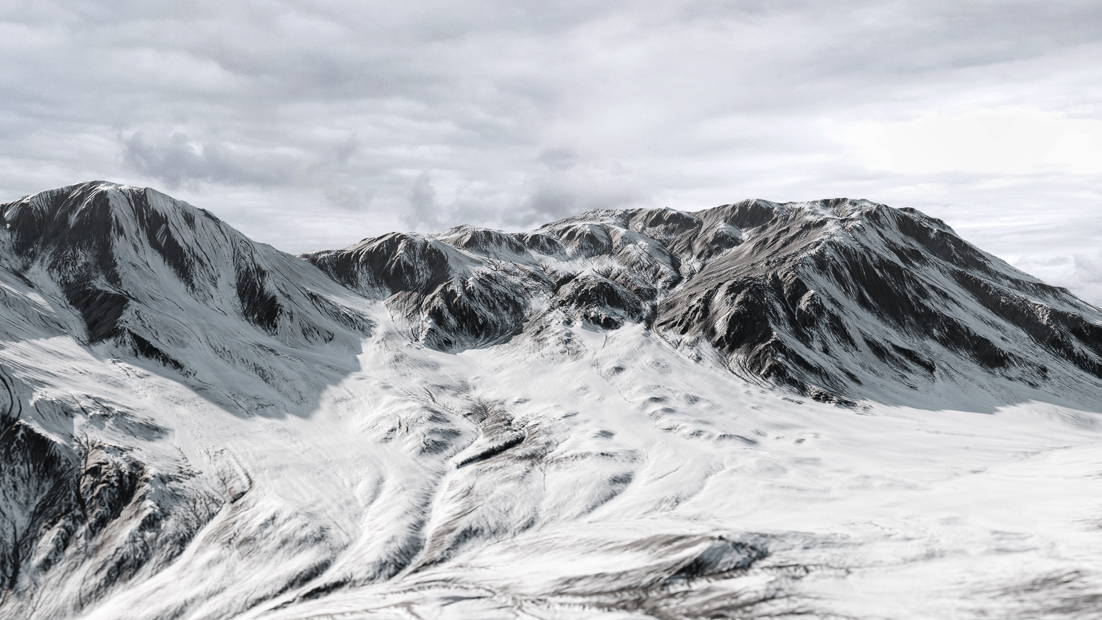 Snowy Landscape Low-poly 3D model_1