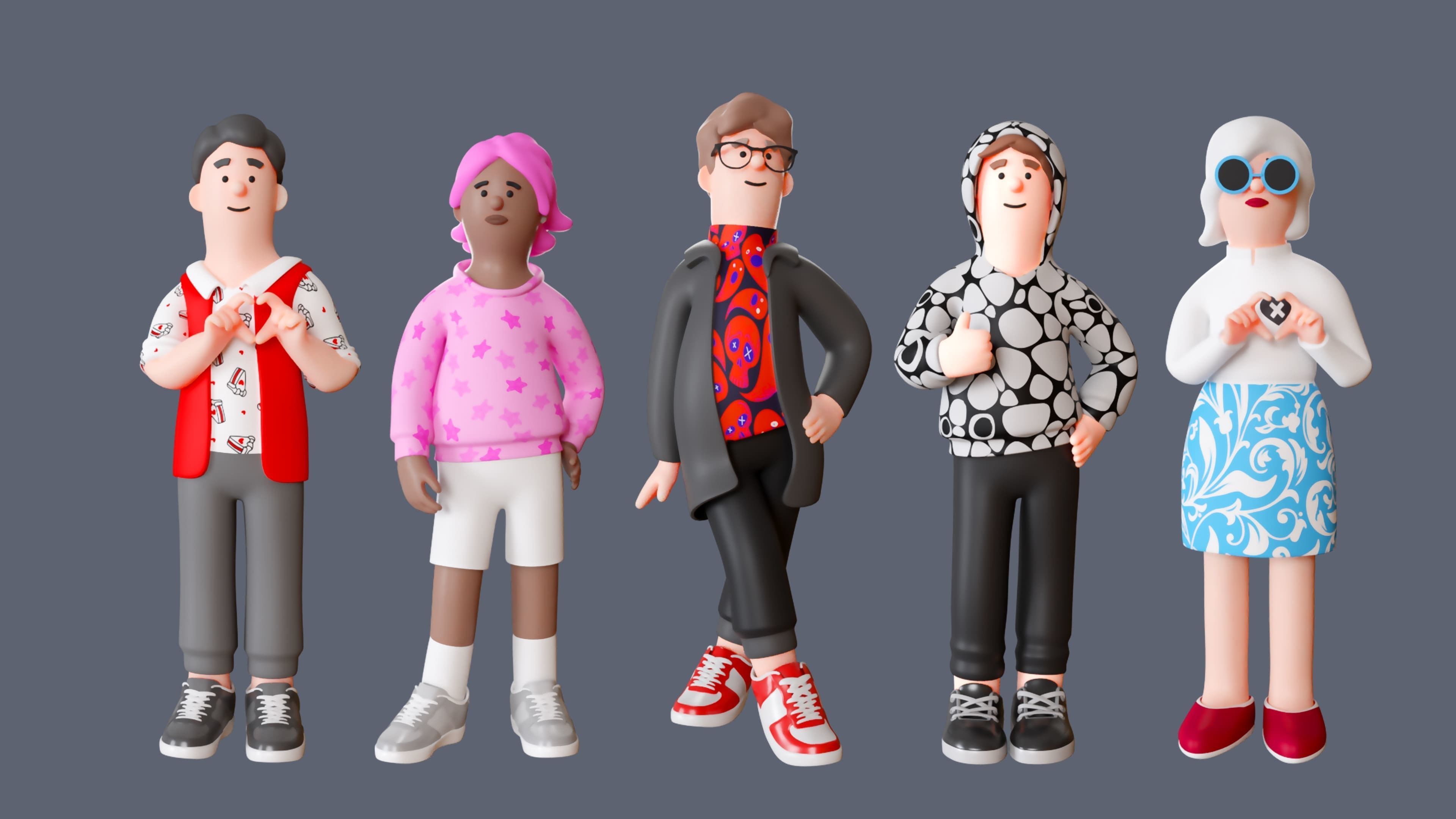 Cartoon Characters 4 Low-poly 3D model_5