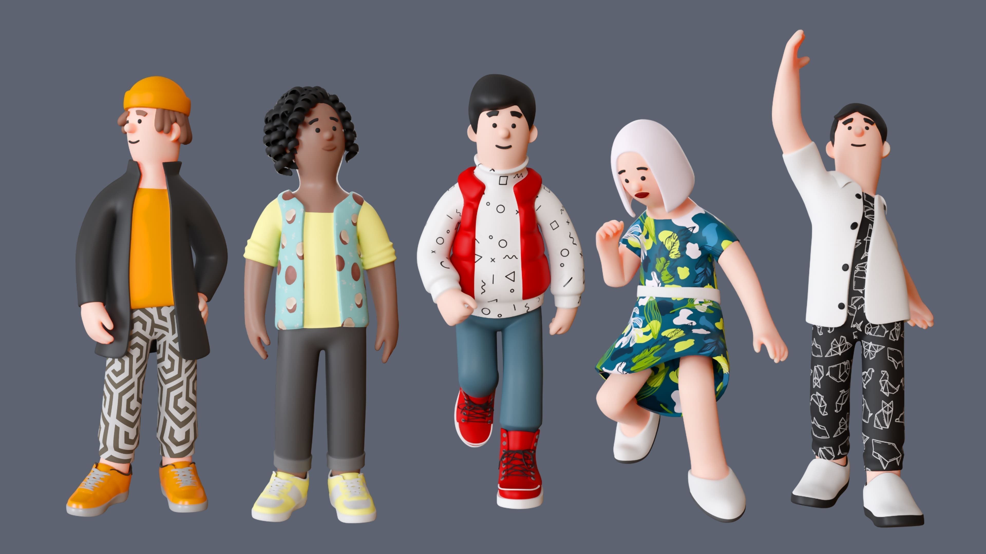Cartoon Characters 4 Low-poly 3D model_6