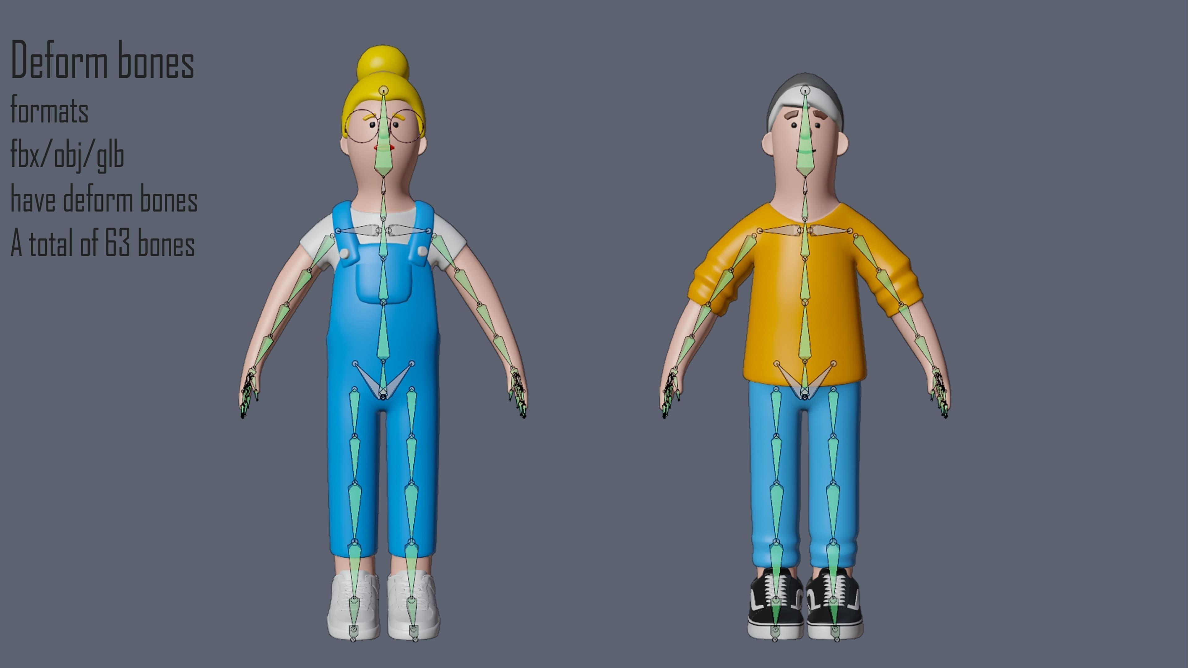 Cartoon Characters 4 Low-poly 3D model_12
