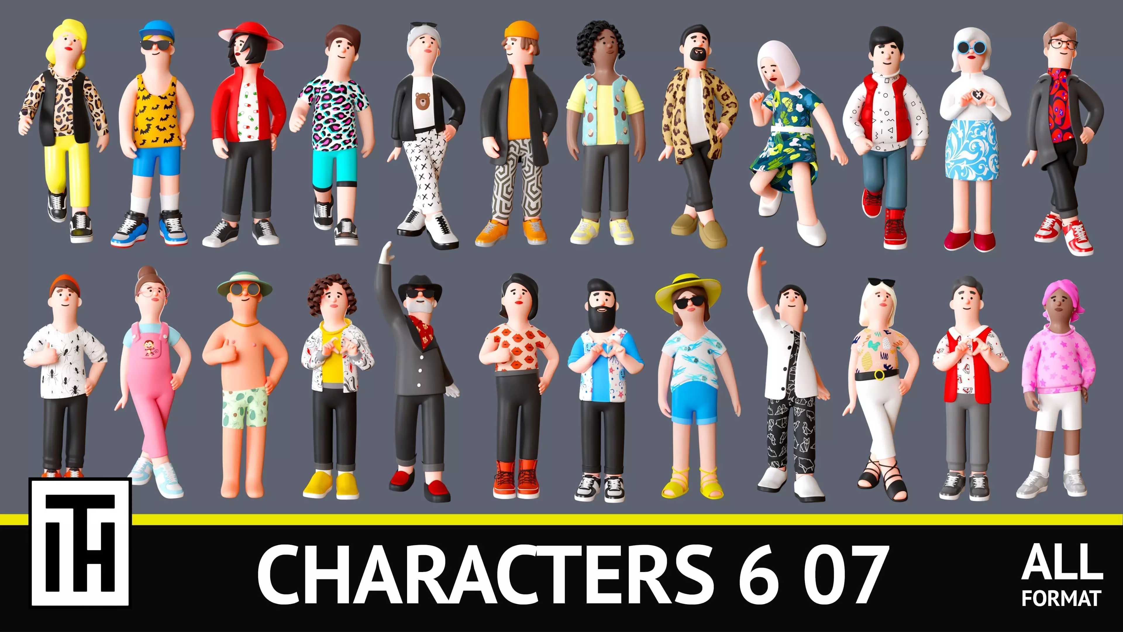 Cartoon Characters 4 Low-poly 3D model_0