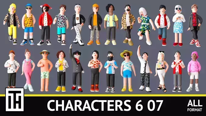 Cartoon Characters 4 Low-poly 3D model