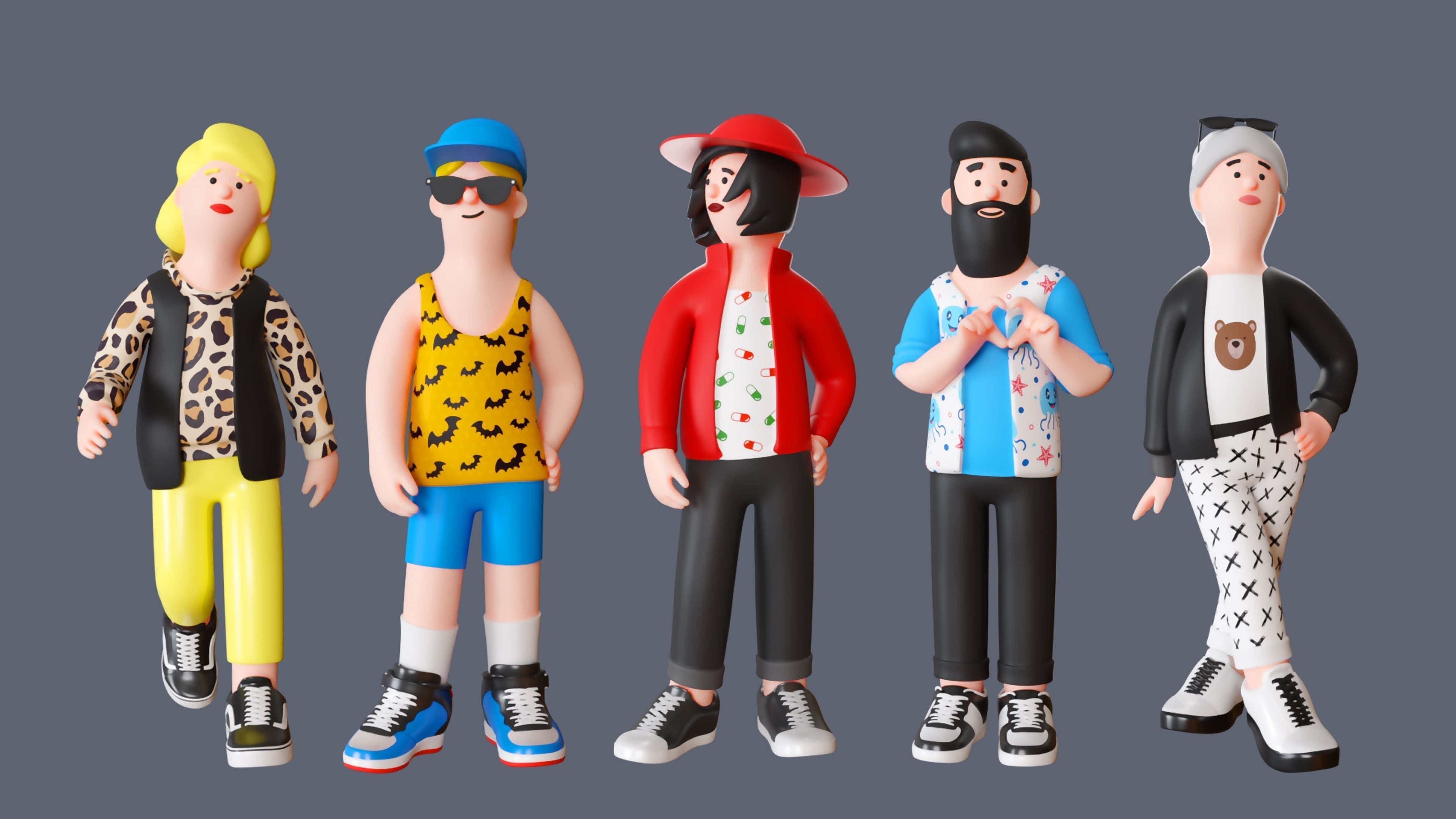 Cartoon Characters 4 Low-poly 3D model_4