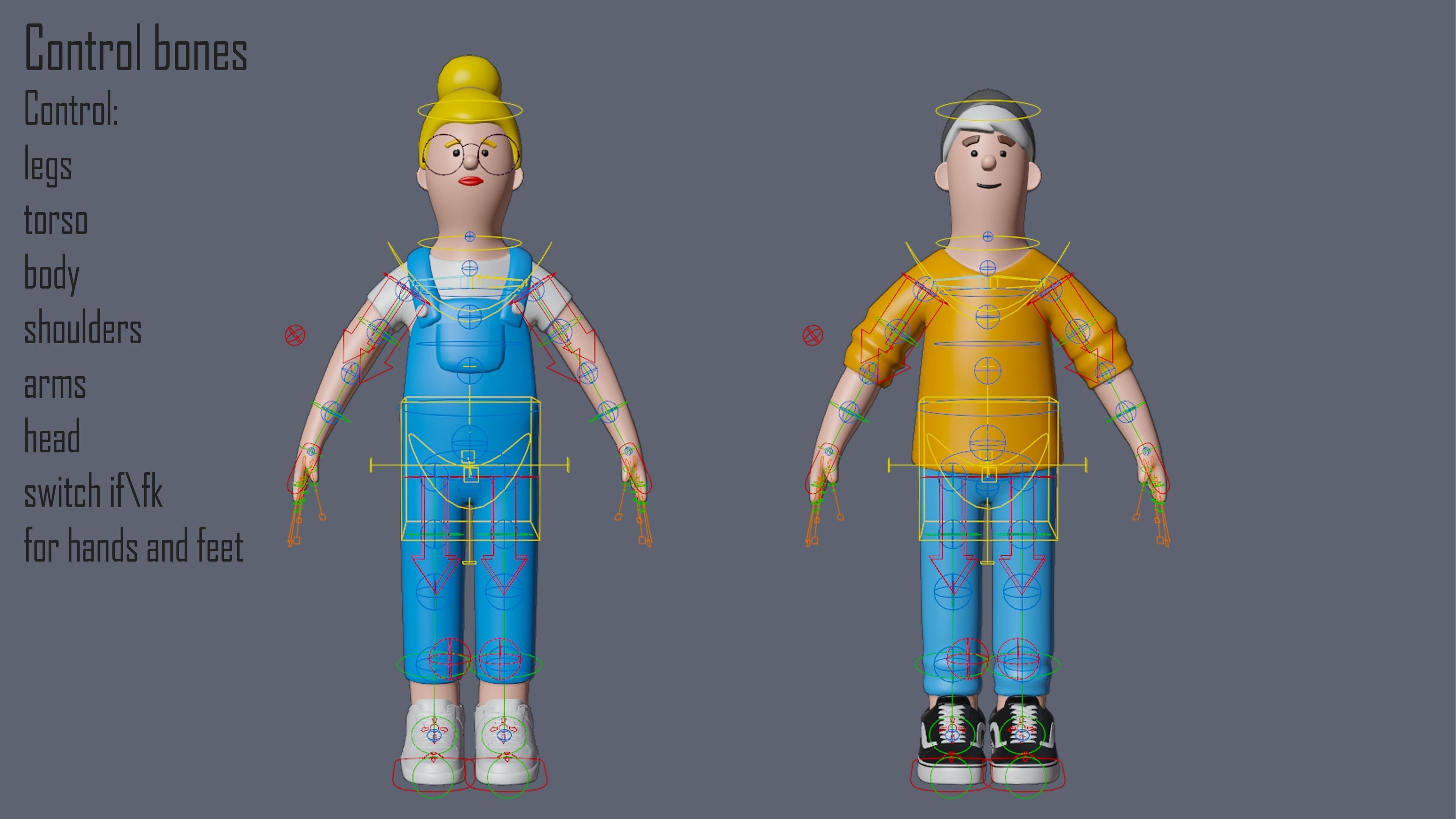 Cartoon Characters 4 Low-poly 3D model_11