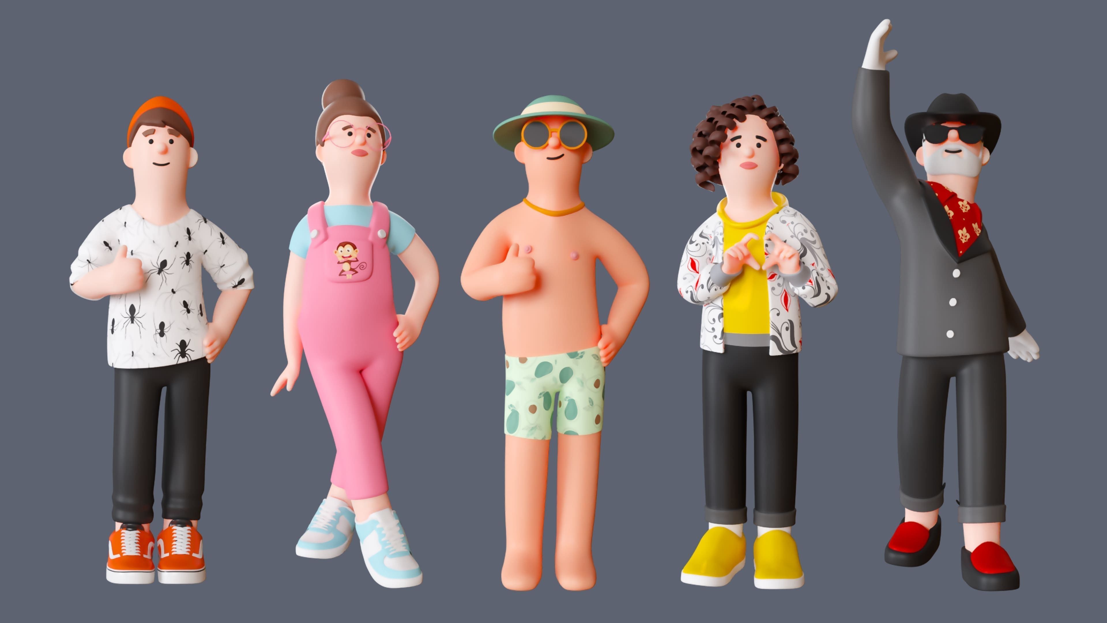Cartoon Characters 4 Low-poly 3D model_7