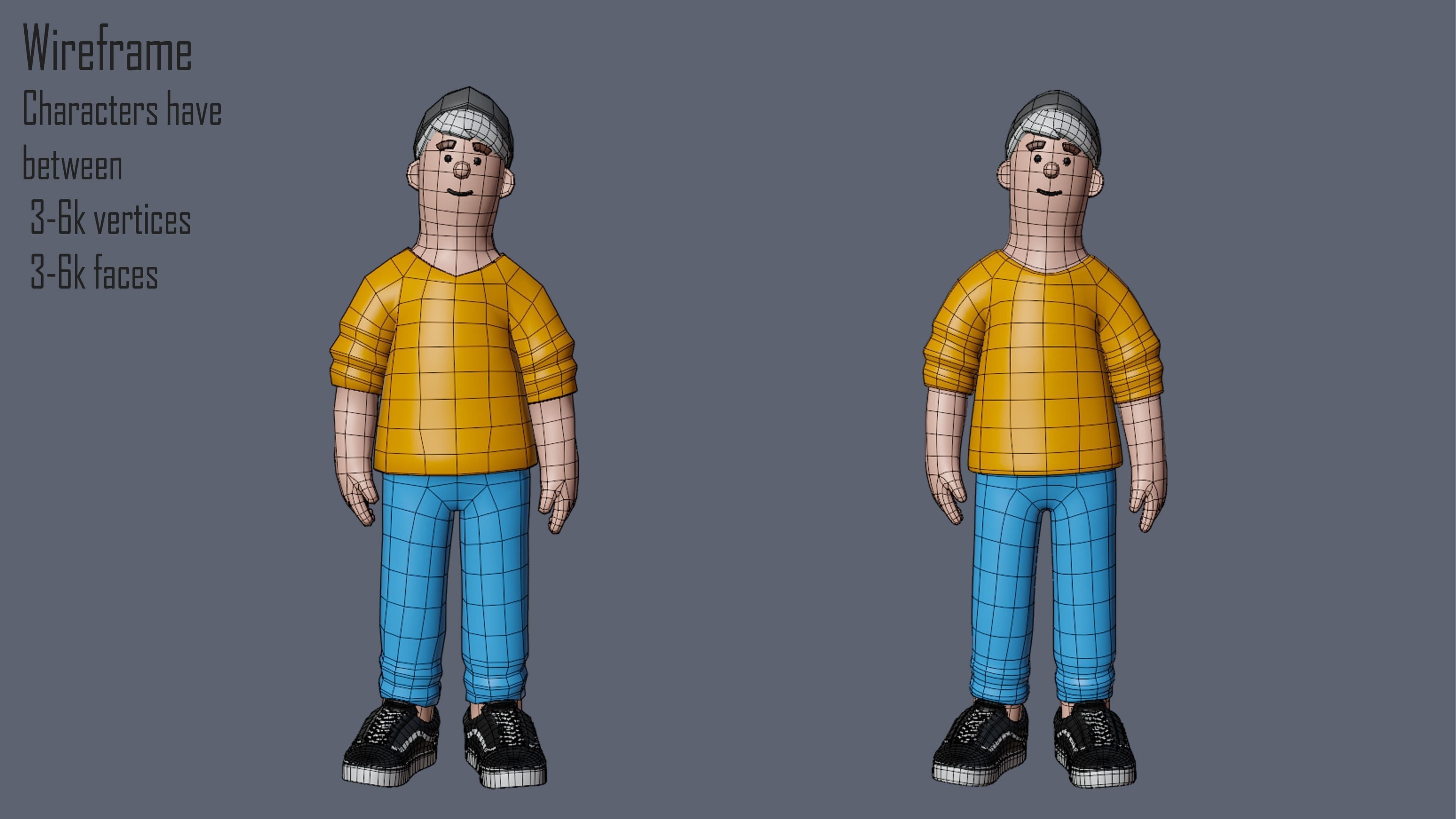 Cartoon Characters 4 Low-poly 3D model_9