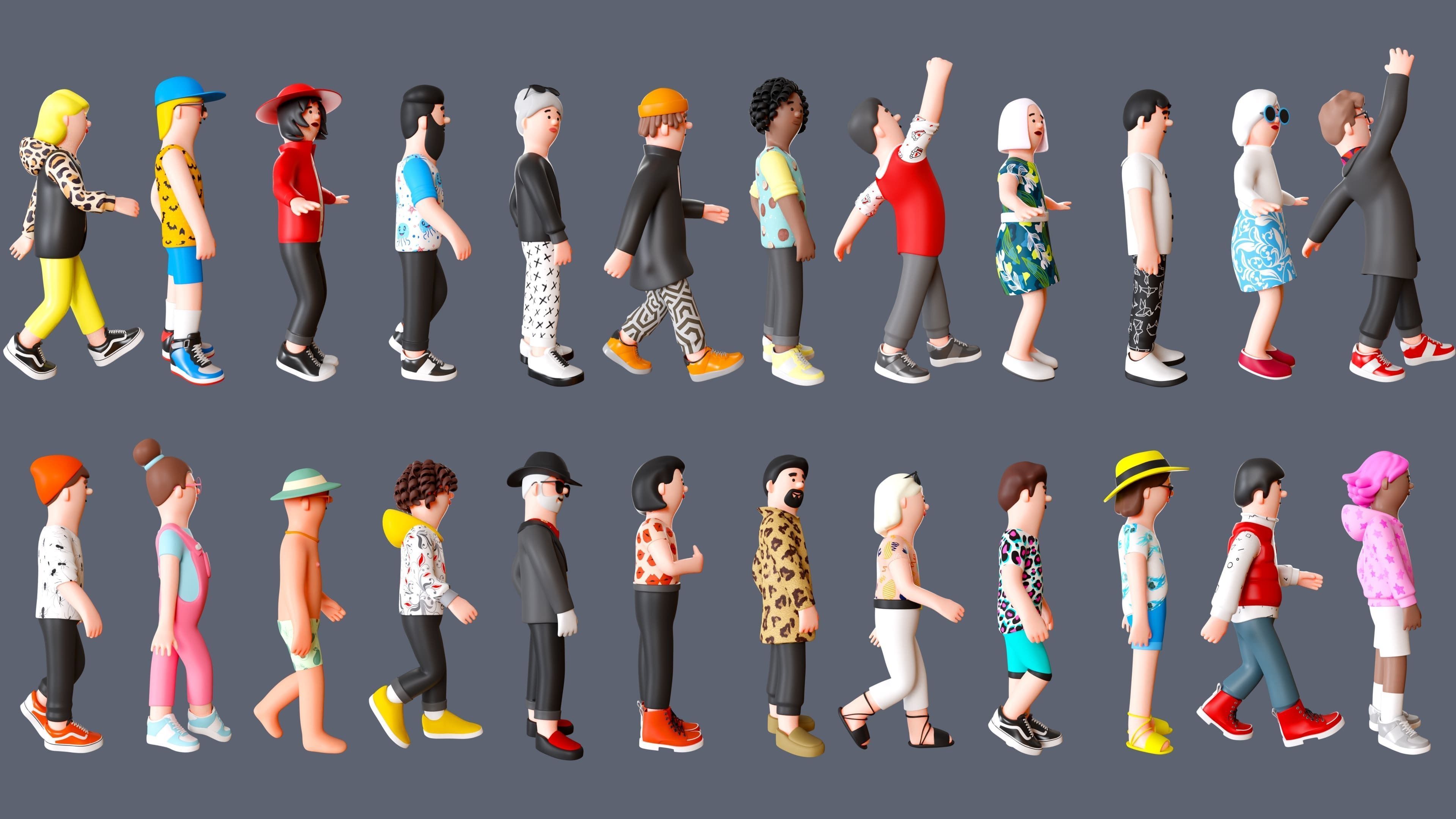 Cartoon Characters 4 Low-poly 3D model_2