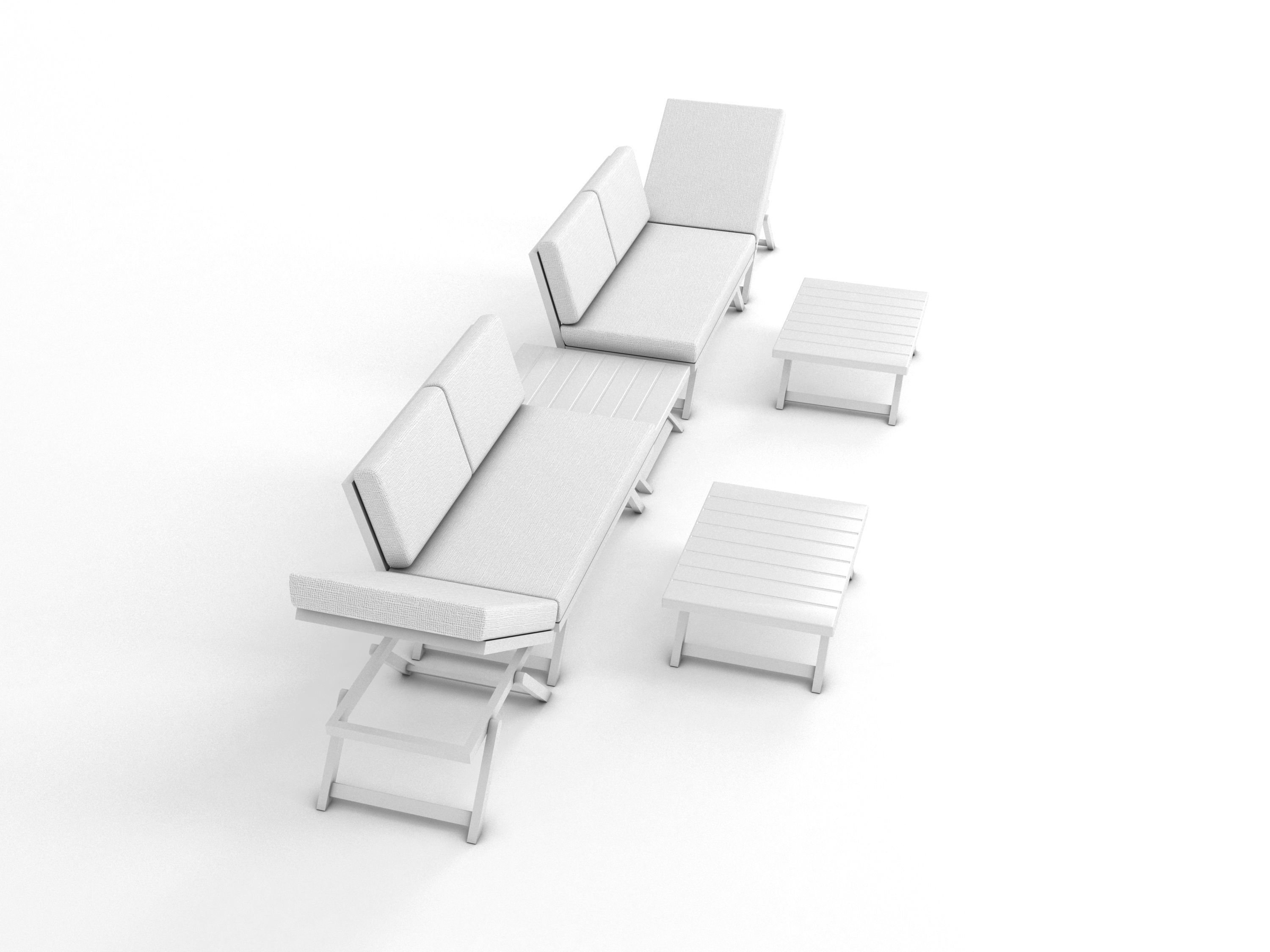 Foldable Garden Chair Table Set Low-poly 3D model_1