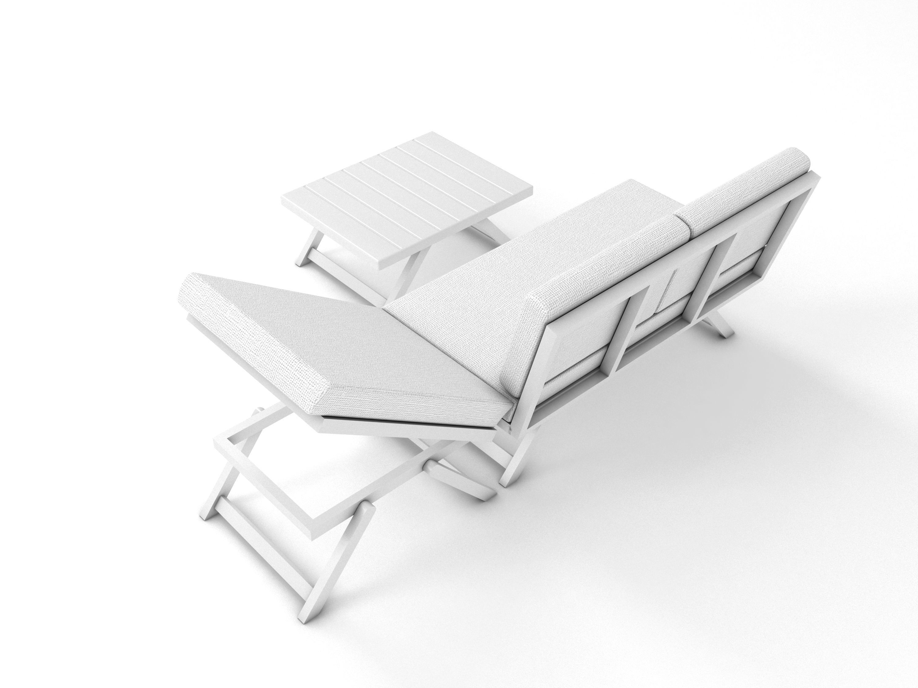 Foldable Garden Chair Table Set Low-poly 3D model_4