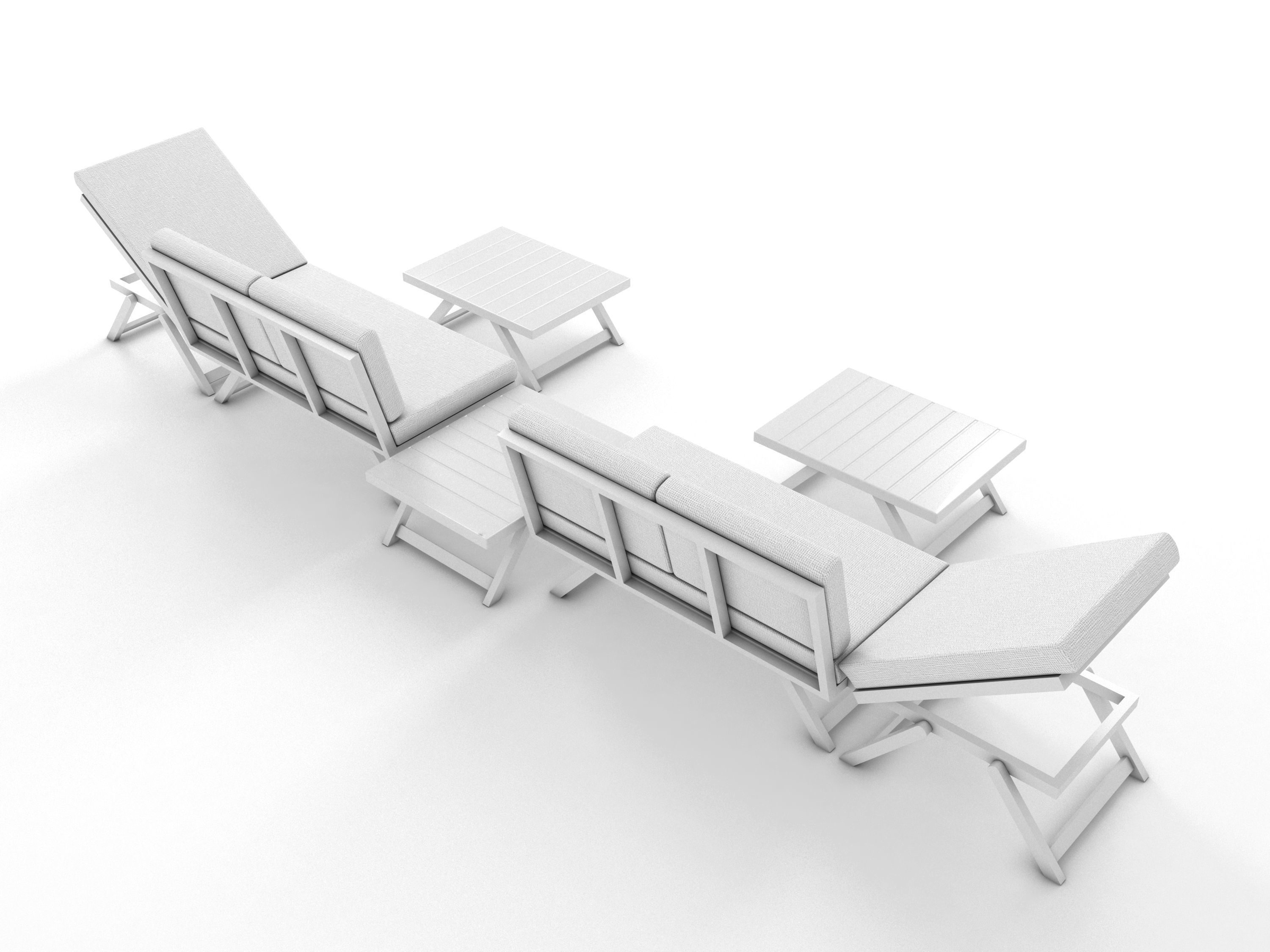 Foldable Garden Chair Table Set Low-poly 3D model_2