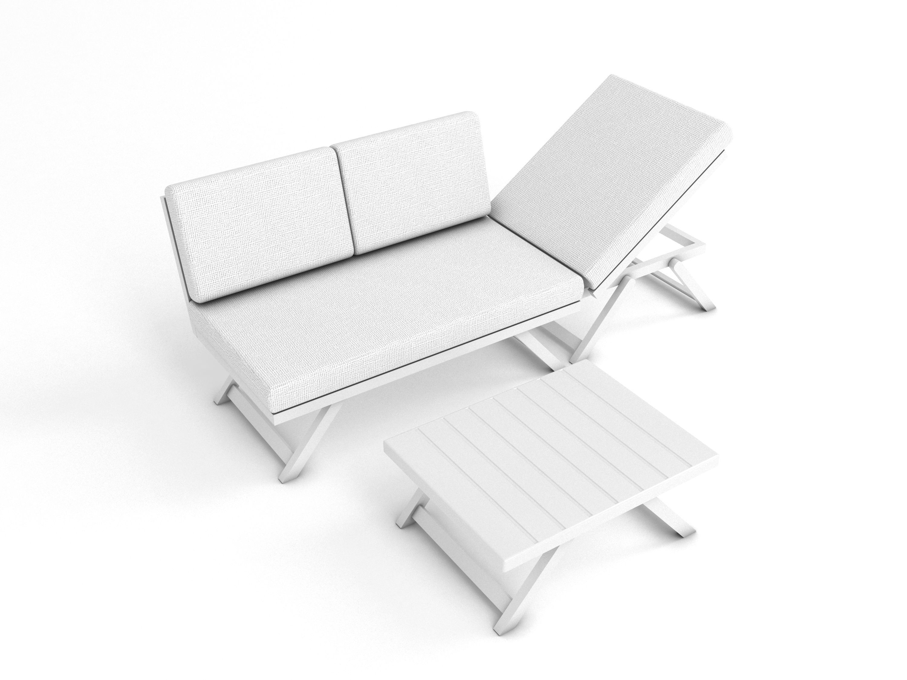 Foldable Garden Chair Table Set Low-poly 3D model_3