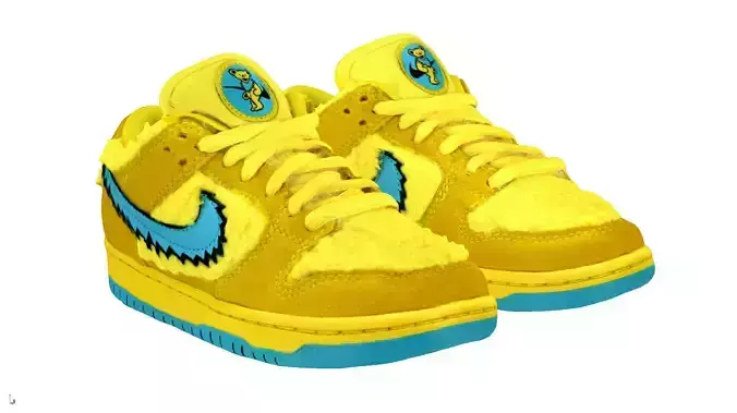 Grateful Dead x Nike Air Jordan 1 SB Dunk Low Pro Opti Yellow Low-poly 3D model