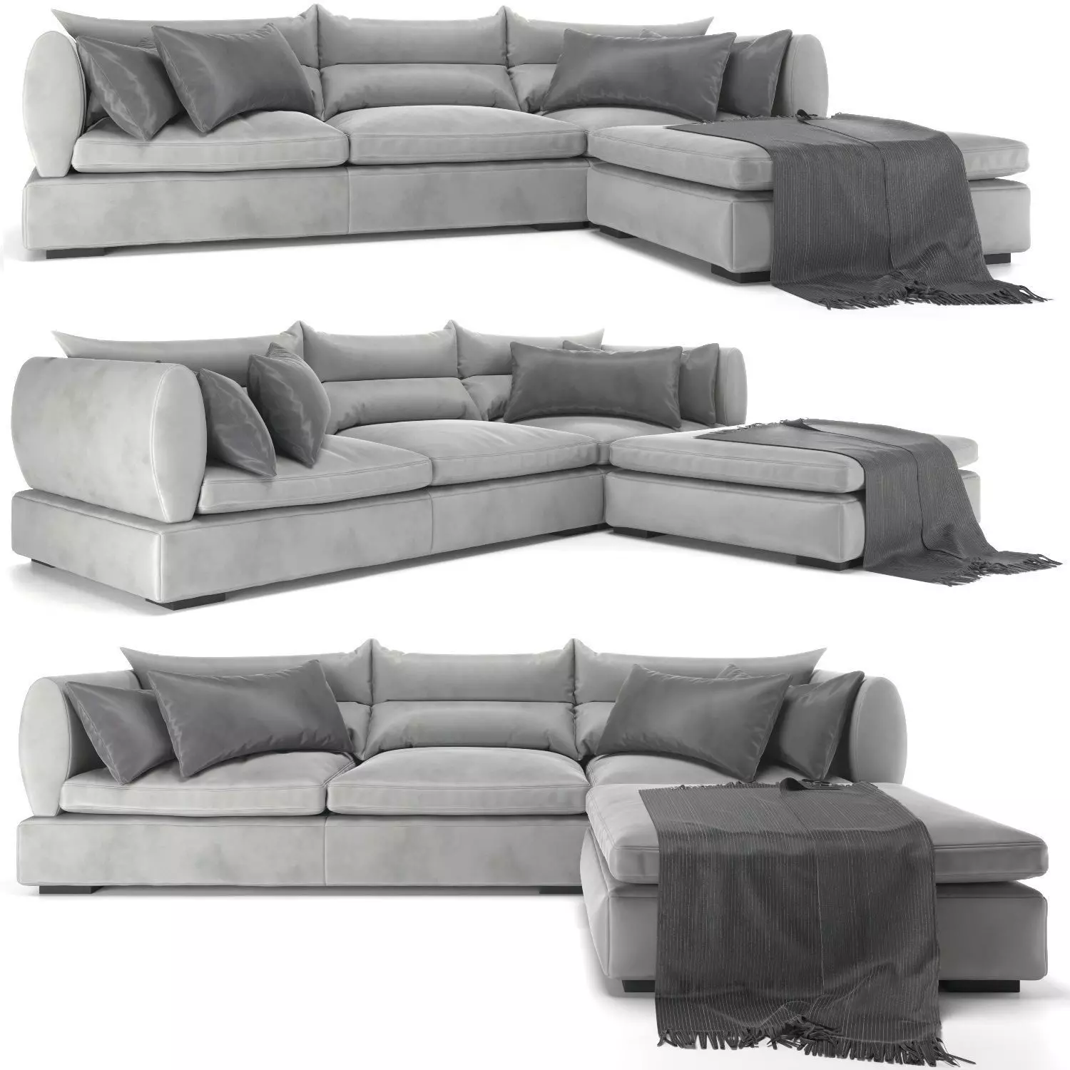 Blanche PARMA 3 seats Sofa 3D model_0