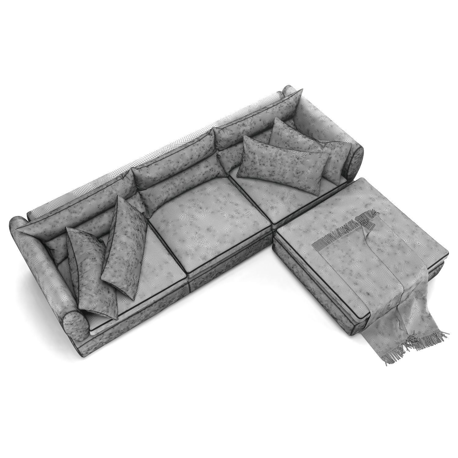 Blanche PARMA 3 seats Sofa 3D model_1