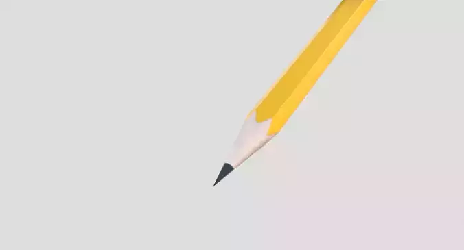 Yellow sharpened wood cased HB pencil Low-poly 3D model