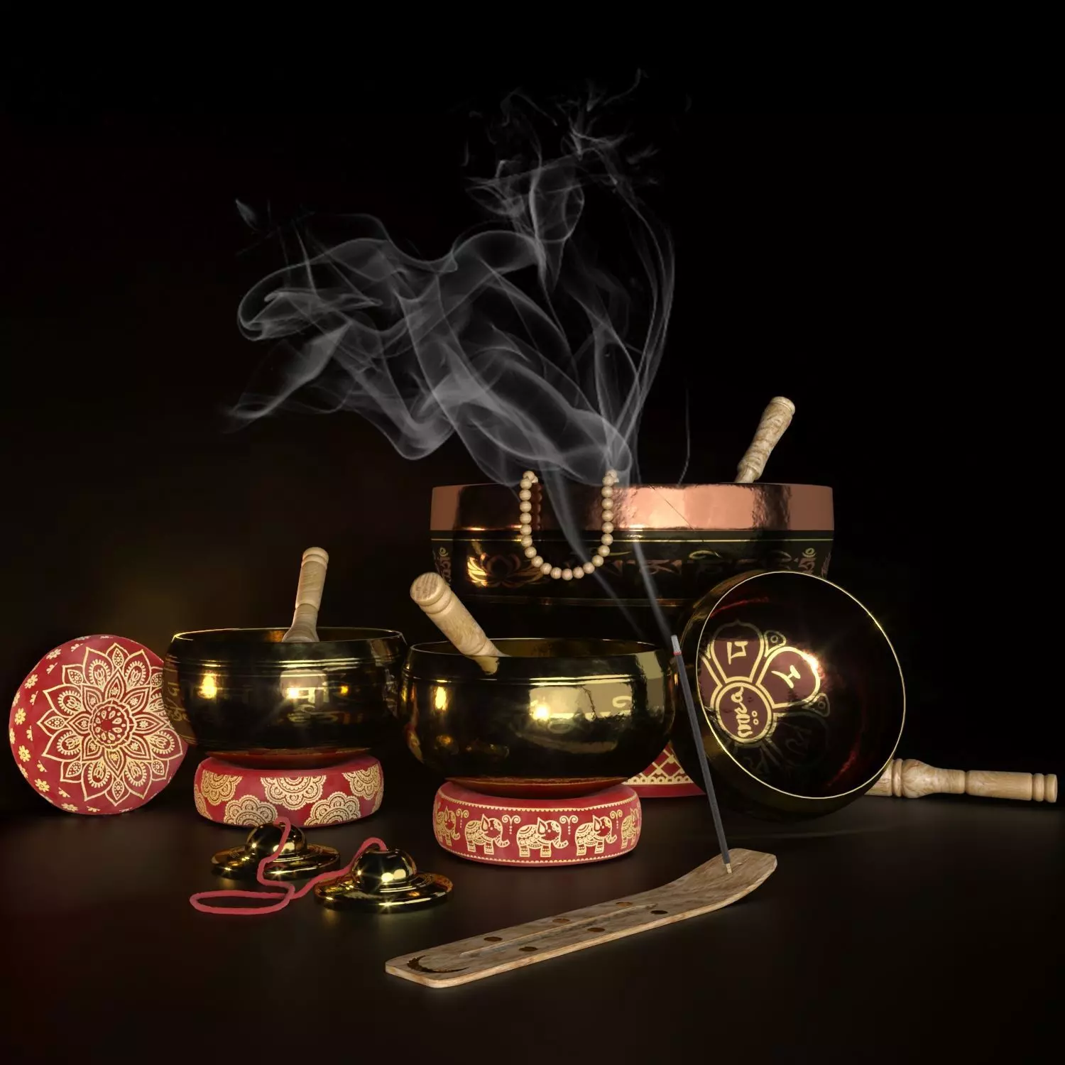 Tibetan singing bowls for SPA 3D model_0