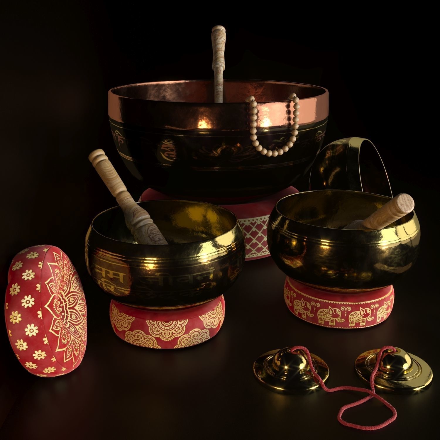 Tibetan singing bowls for SPA 3D model_1