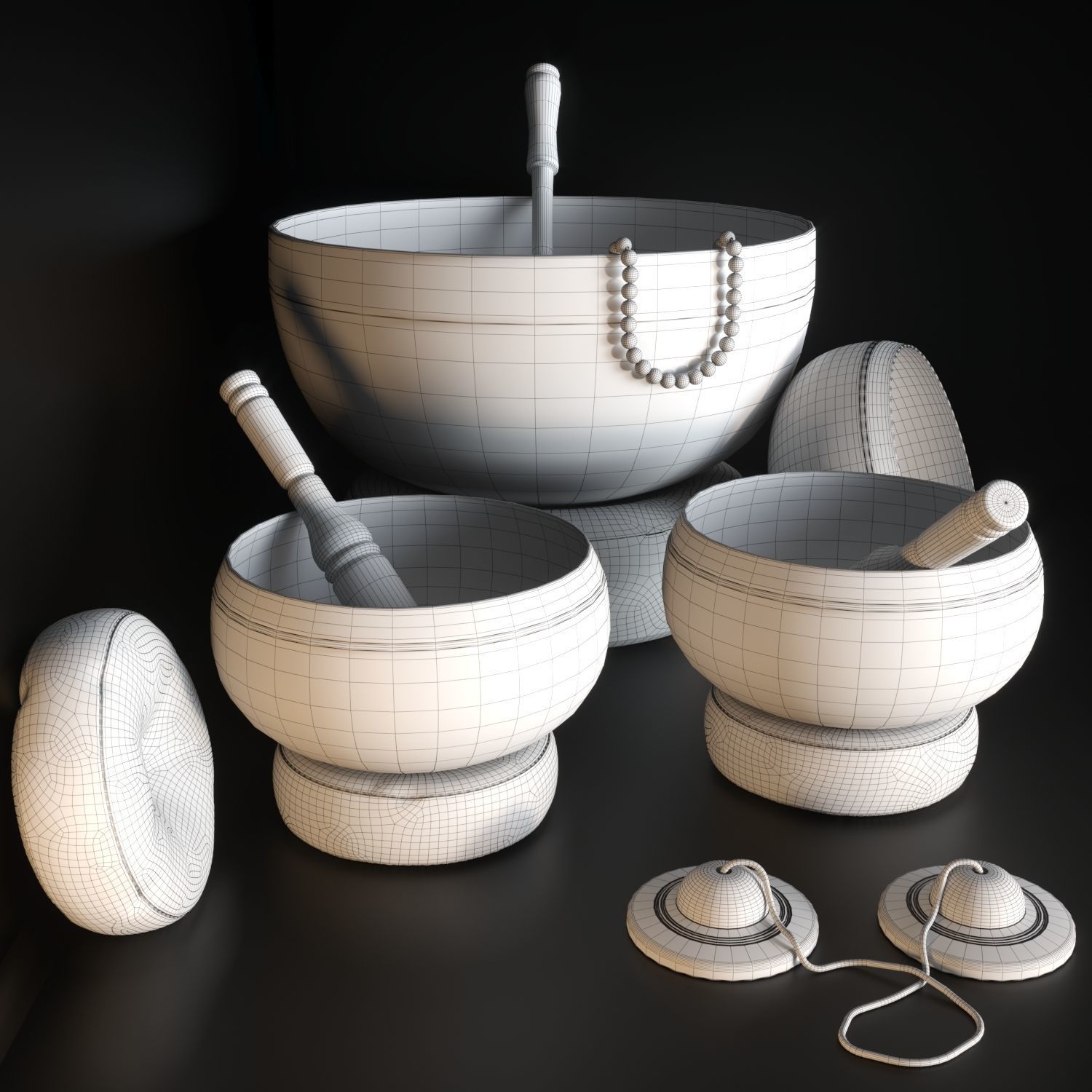 Tibetan singing bowls for SPA 3D model_3