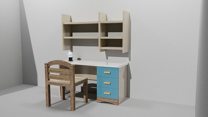 Study Table for Kids Low-poly 3D model