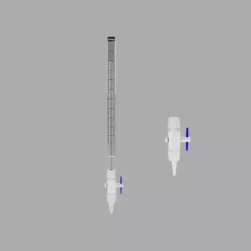 Burette 3d model tall glass tube with dot in middle 3D model