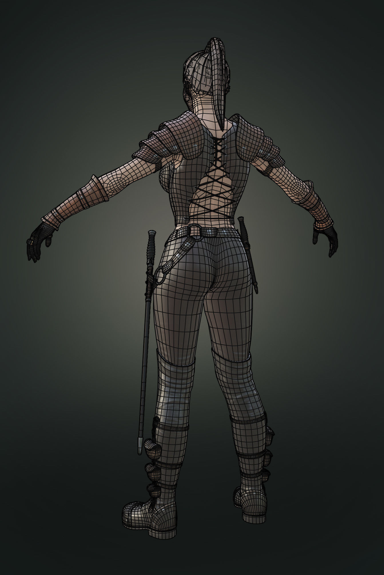 caracter woman ranger low-poly 3d model Low-poly 3D model_5