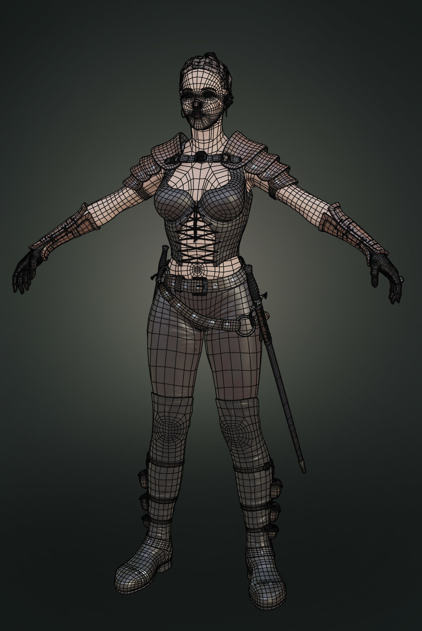 caracter woman ranger low-poly 3d model Low-poly 3D model_4