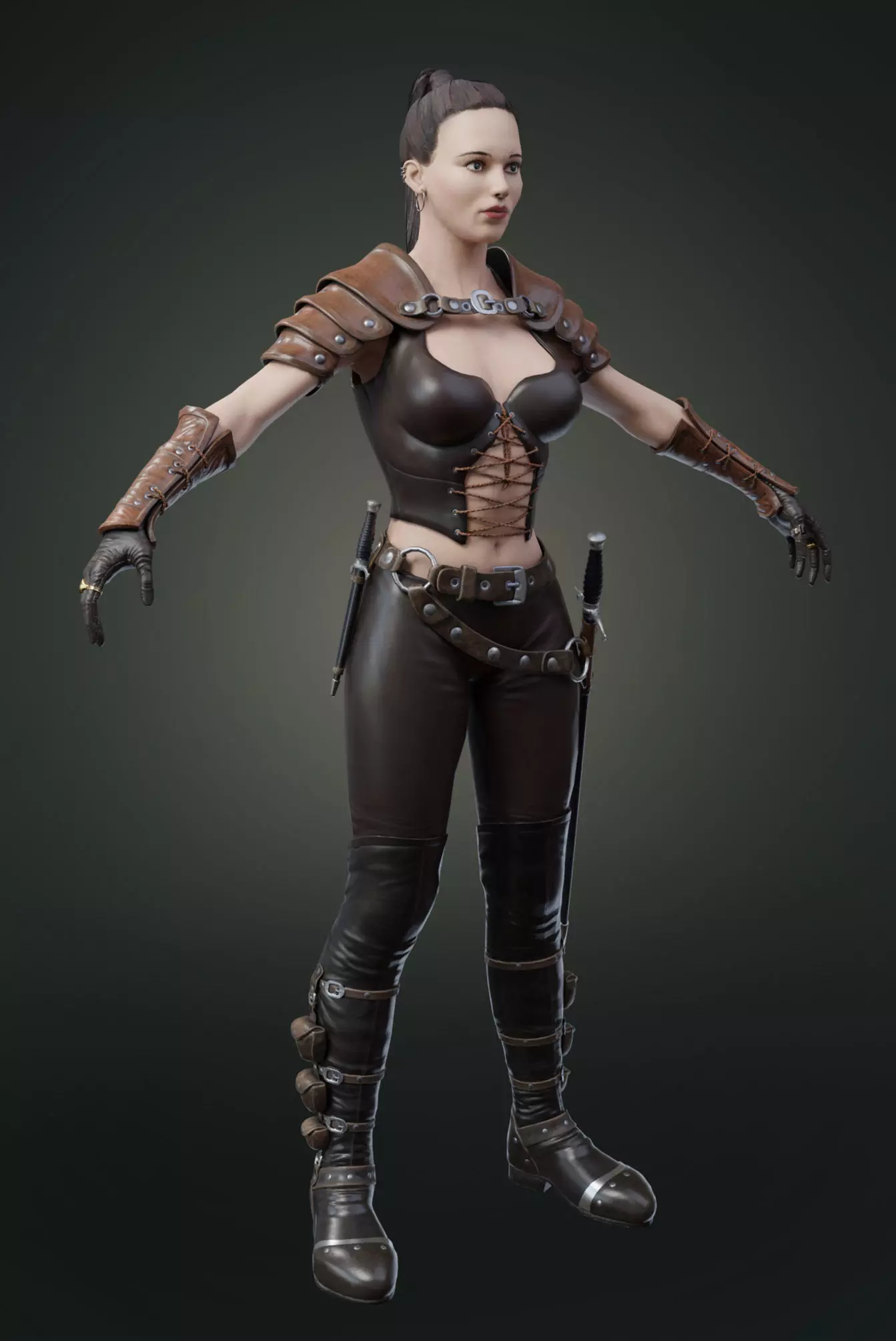 caracter woman ranger low-poly 3d model Low-poly 3D model_0
