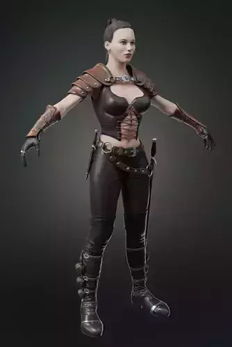 caracter woman ranger low-poly 3d model