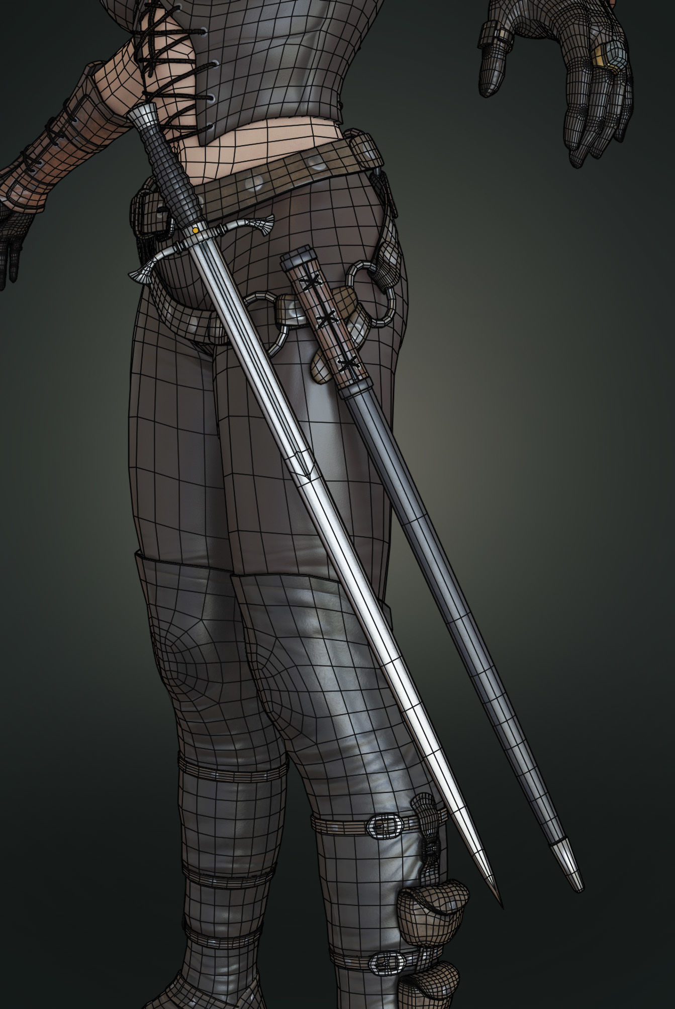 caracter woman ranger low-poly 3d model Low-poly 3D model_6