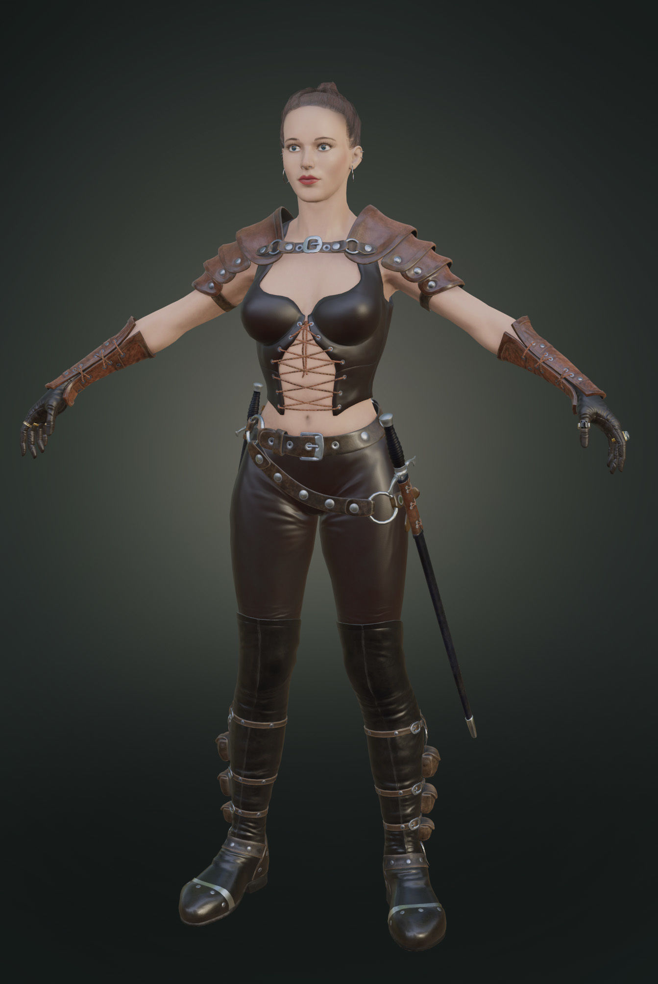 caracter woman ranger low-poly 3d model Low-poly 3D model_3