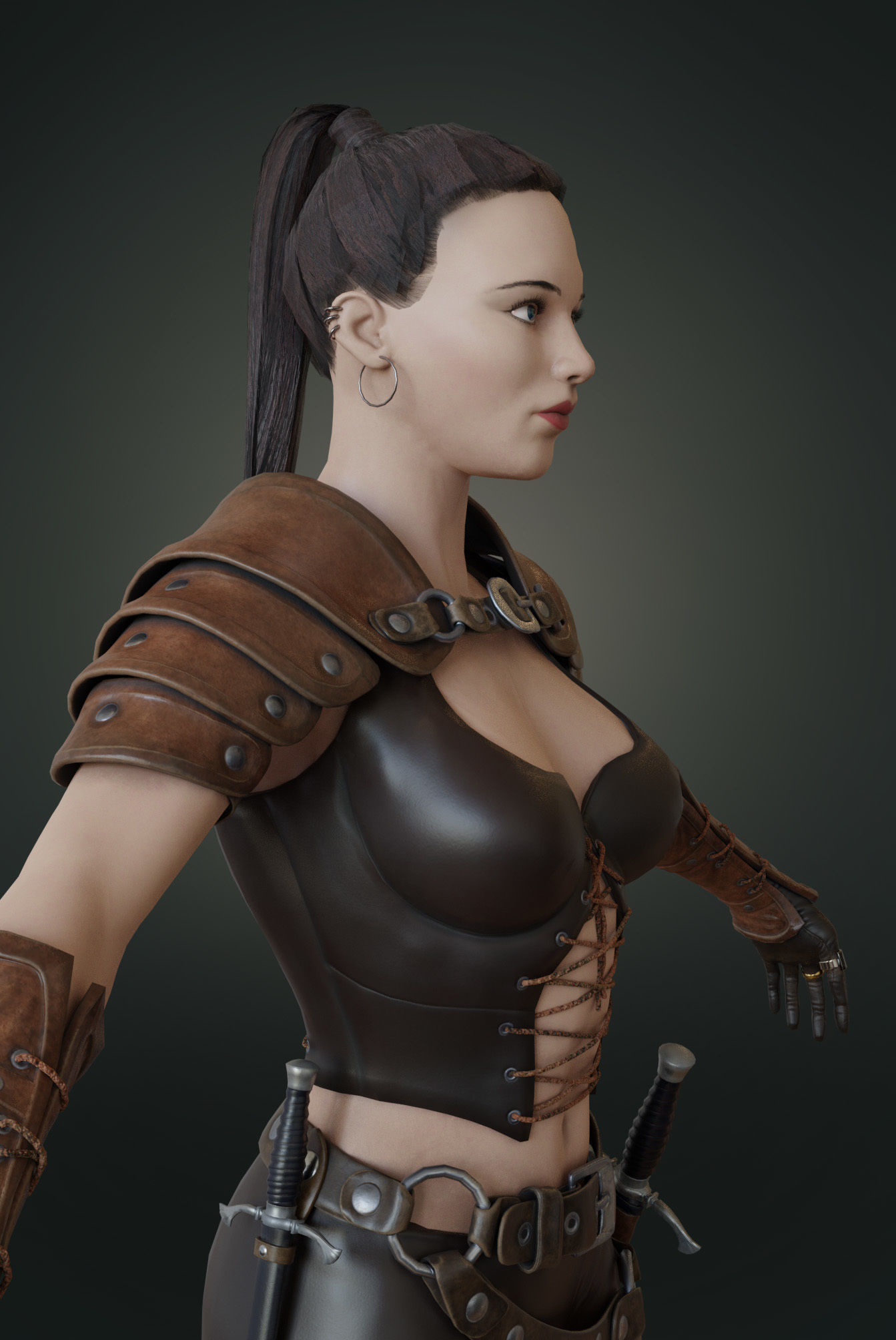 caracter woman ranger low-poly 3d model Low-poly 3D model_2